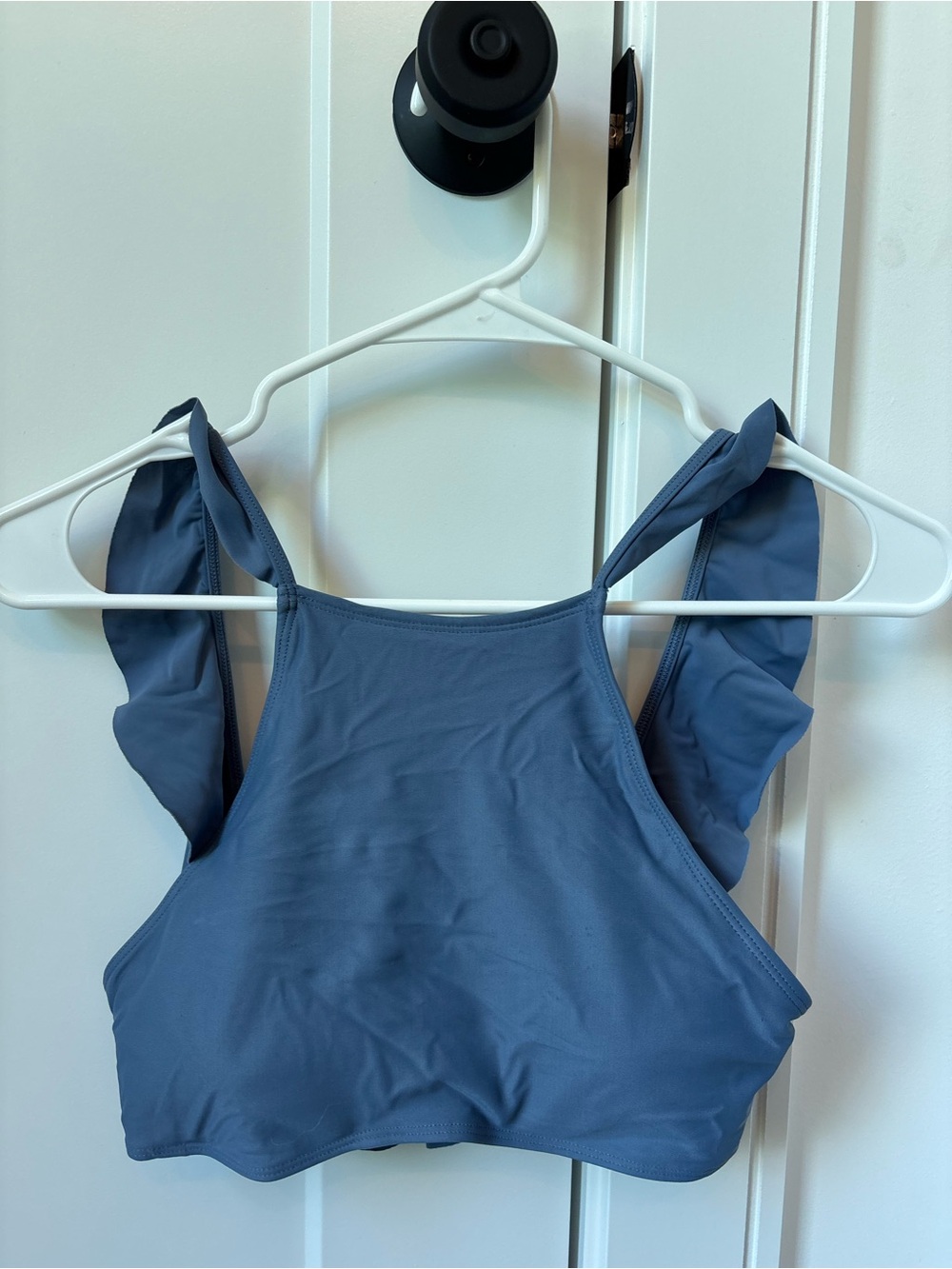 Blue aerie High Neck Bikini Top with Ruffled Back